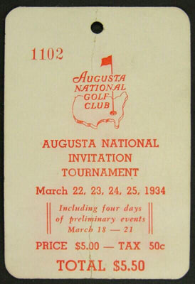 1934 Masters Admission Ticket